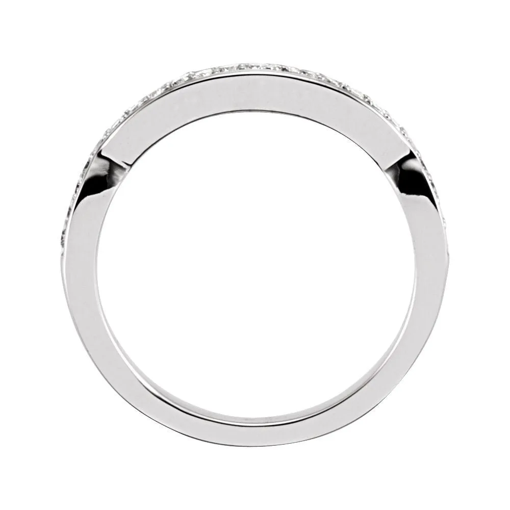 14k White Gold Twist-Style Engagement Ring or Band, Size 7