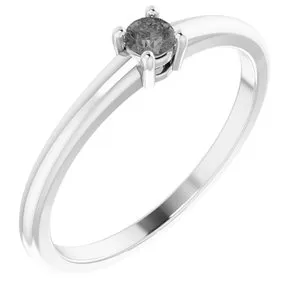 14K White Natural Gray Spinel Ring