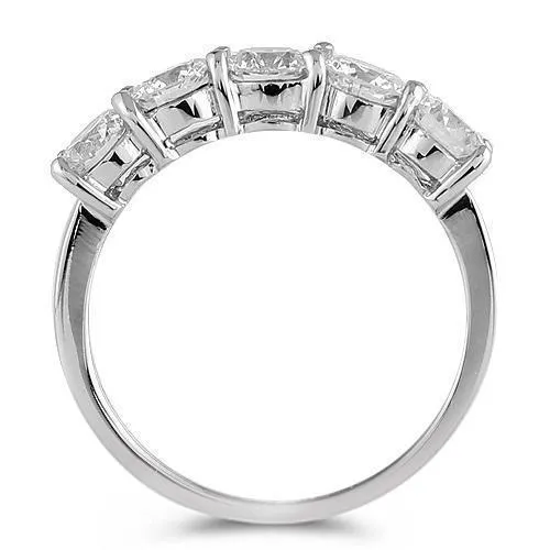 14K White Solid Gold Womens Diamond Five Stone Floating Prong Anniversary Ring 1.75 Ctw