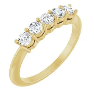 14K Yellow 1/2 CTW Natural Diamond Five-Stone Anniversary Band