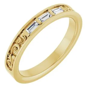 14K Yellow 1/6 CTW Diamond Three-Stone Anniversary Band