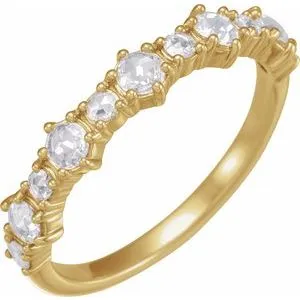 14K Yellow 3 mm Round 1/2 CTW Natural Rose-Cut Diamond Anniversary Band