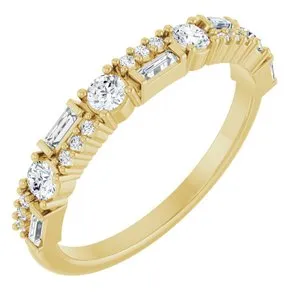 14K Yellow 3/8 CTW Natural Diamond Double Row Anniversary Band