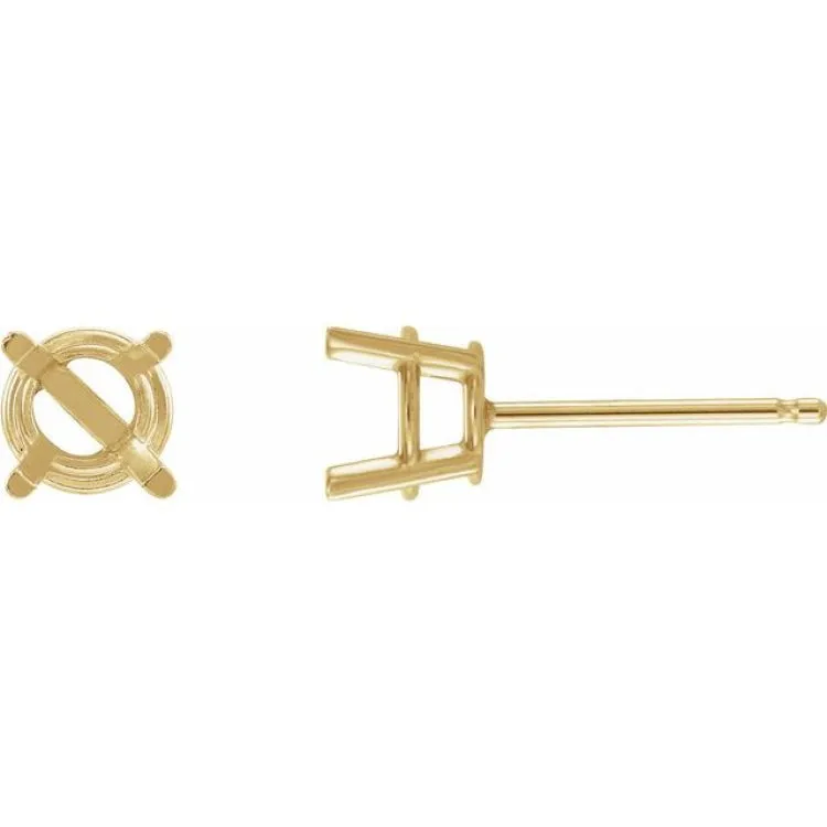 14K Yellow 4 mm Lab-Grown Emerald Stud Earrings