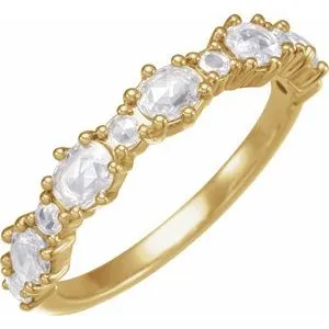 14K Yellow 4x3 mm Oval 5/8 CTW Natural Rose-Cut Diamond Anniversary Band