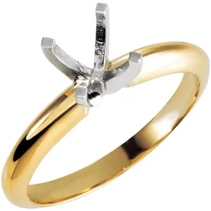 14K Yellow & White 6-6.6mm Round Engagement Ring Mounting, Size 6