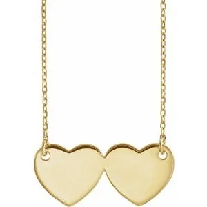 14K Yellow Double Heart 17" Necklace
