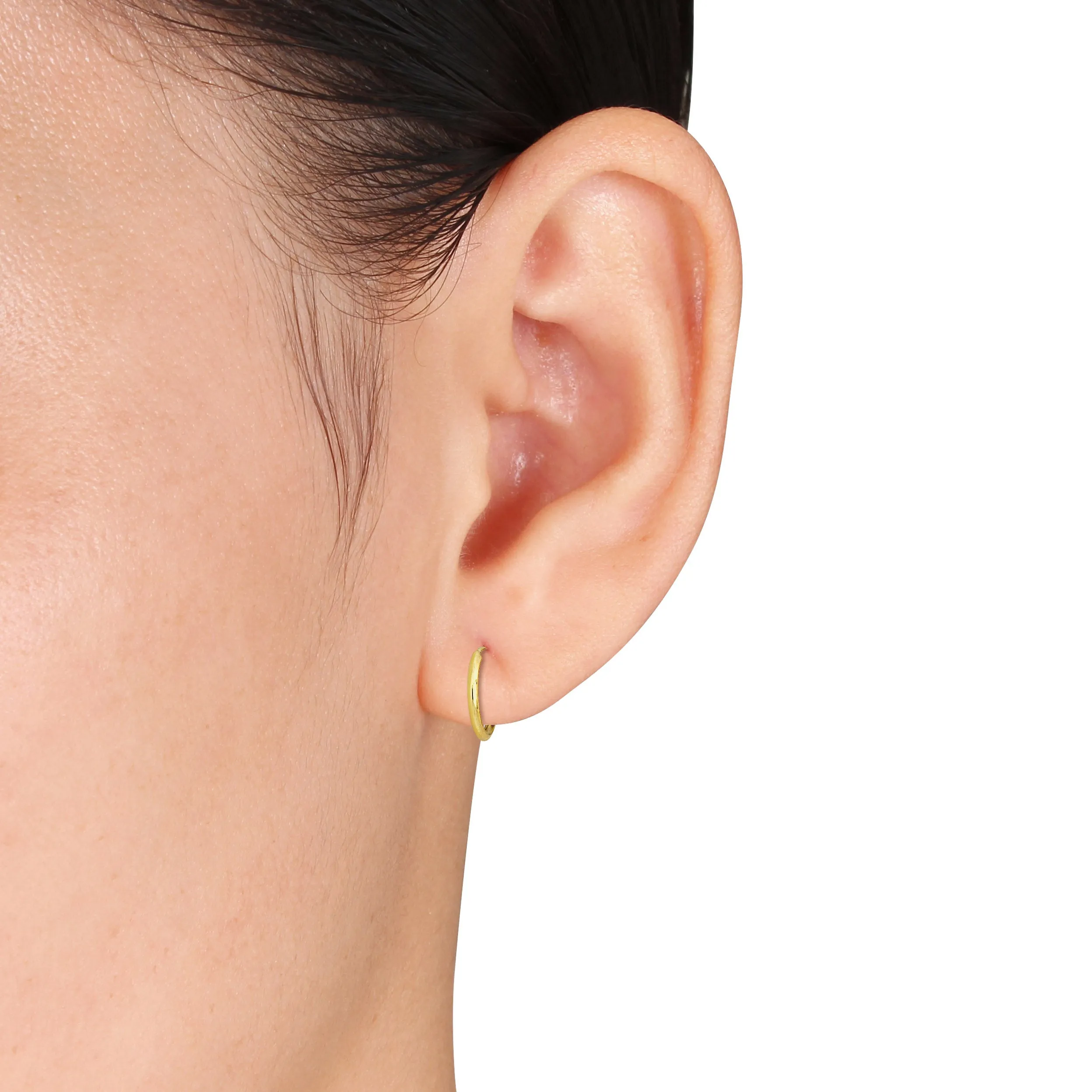 14K Yellow Gold 11MM Hoop Earrings 1.2mm Wide