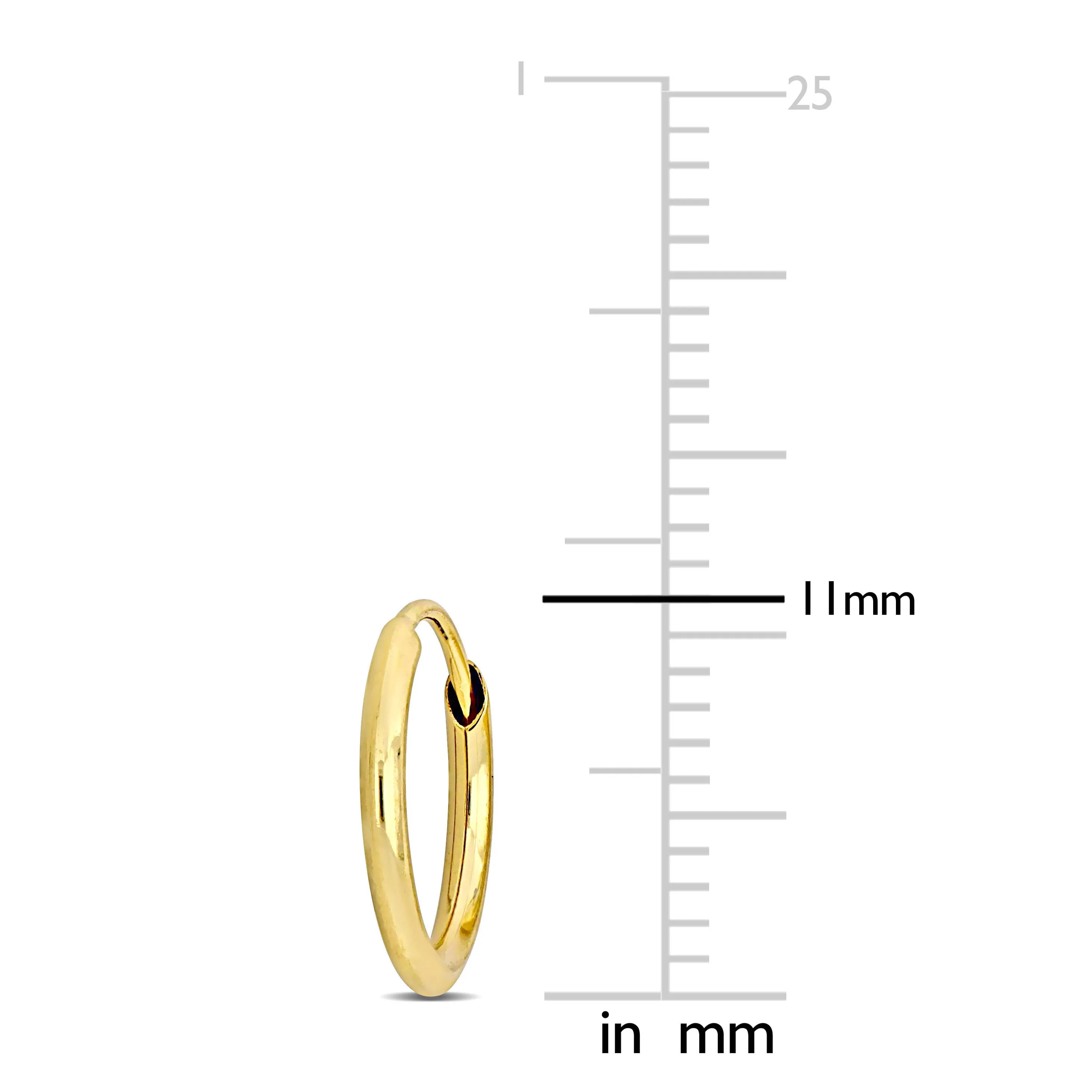 14K Yellow Gold 11MM Hoop Earrings 1.2mm Wide