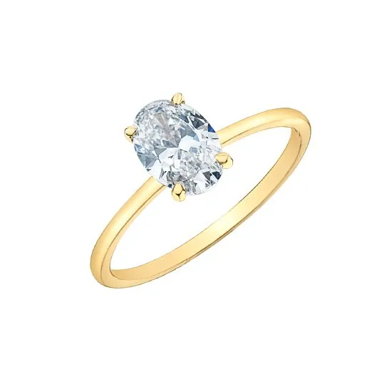 14K Yellow Gold (1.50ct) Oval Lab Grown Diamond Engagement Ring