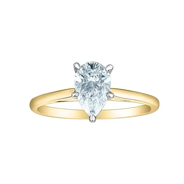 14K Yellow Gold (1.50ct) Pear Shaped Lab Grown Diamond Engagement Ring