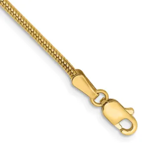 14k Yellow Gold 1.6mm Round Snake Lobster Clasp Bracelet