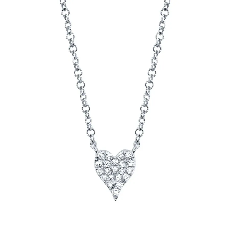 14k Yellow Gold Amor Diamond Pave Heart Necklace, 0.05CT