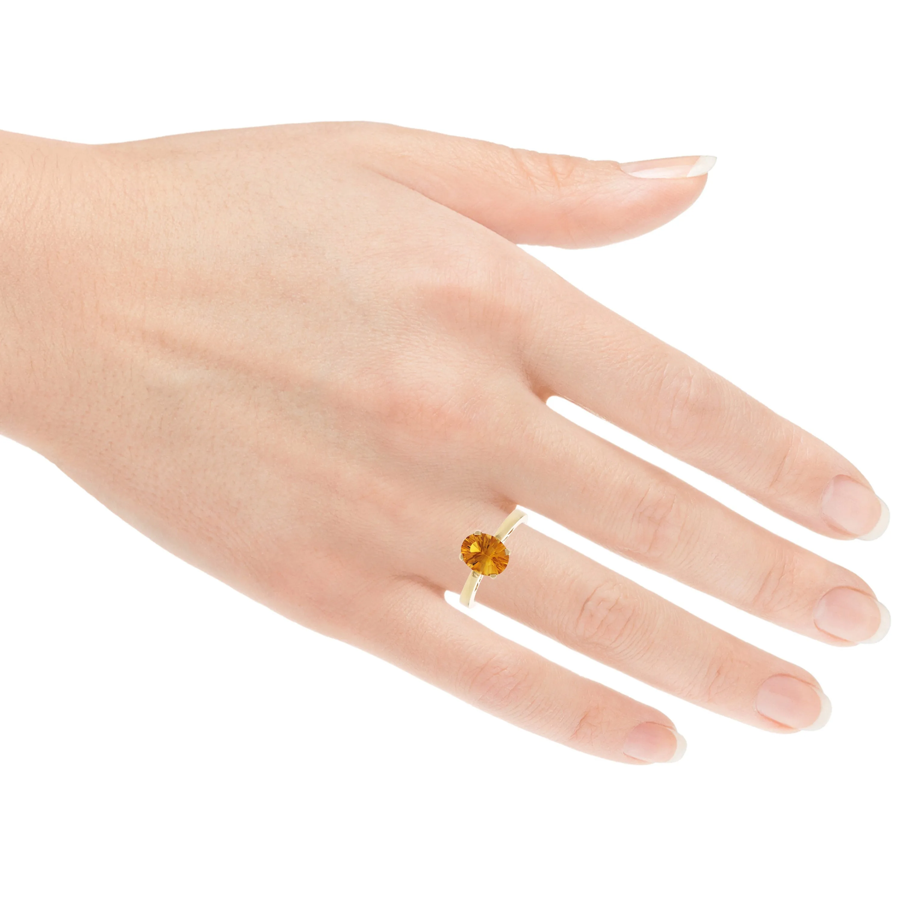 14k Yellow Gold Citrine Solitaire Engagement Promise Ring Size 6.75