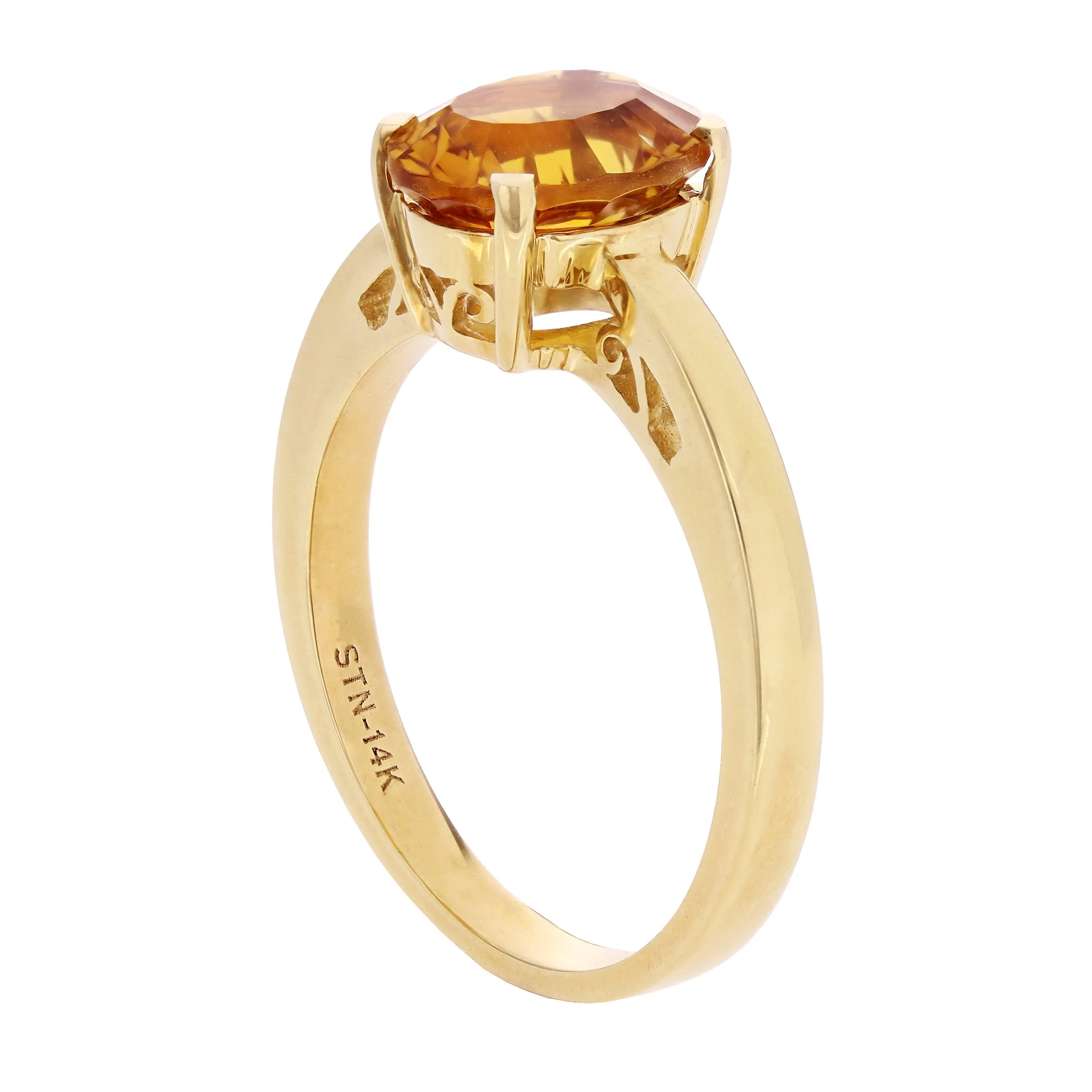 14k Yellow Gold Citrine Solitaire Engagement Promise Ring Size 6.75