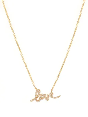 14k Yellow Gold Diamond Love Necklace