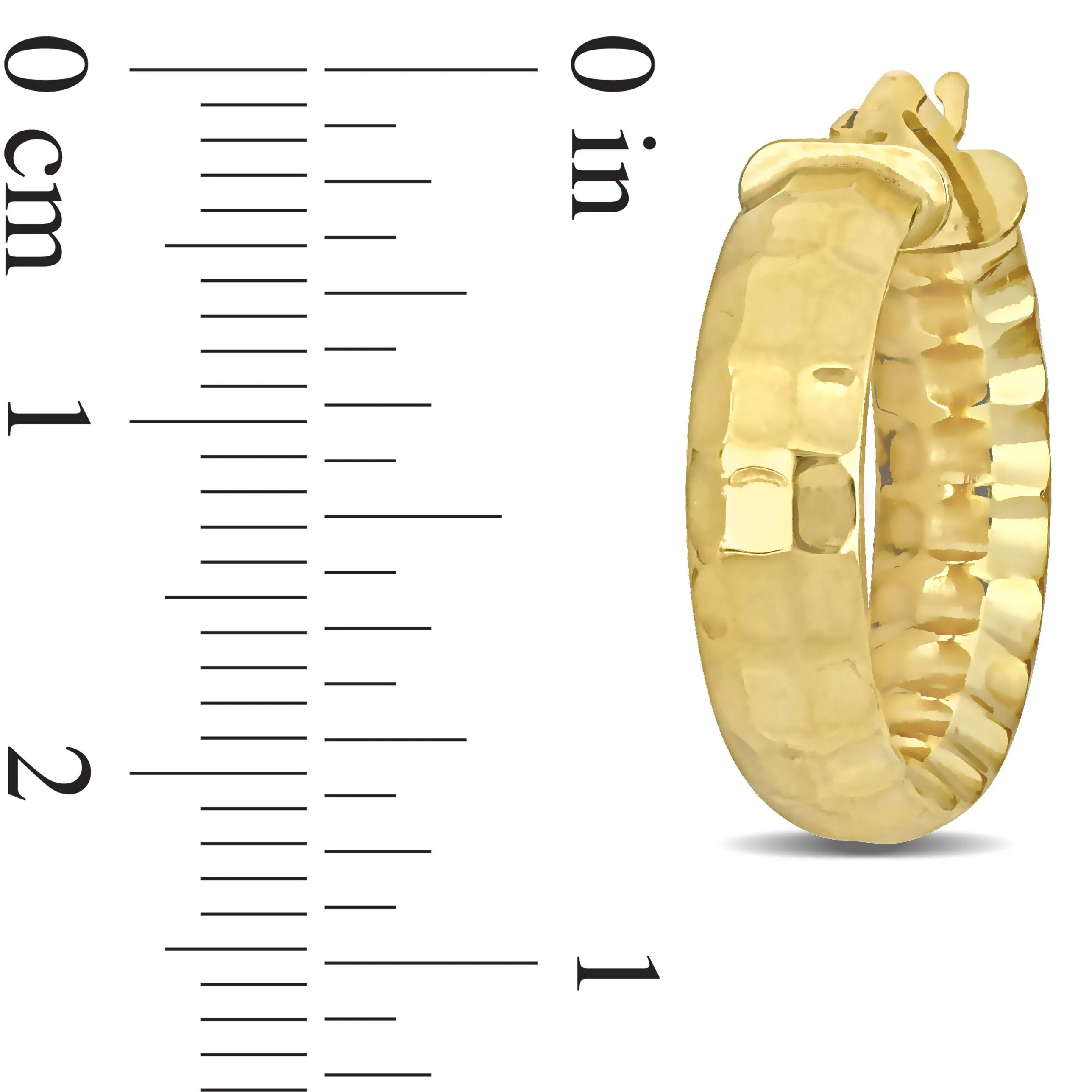 14K Yellow Gold Faceted Hoop Earrings