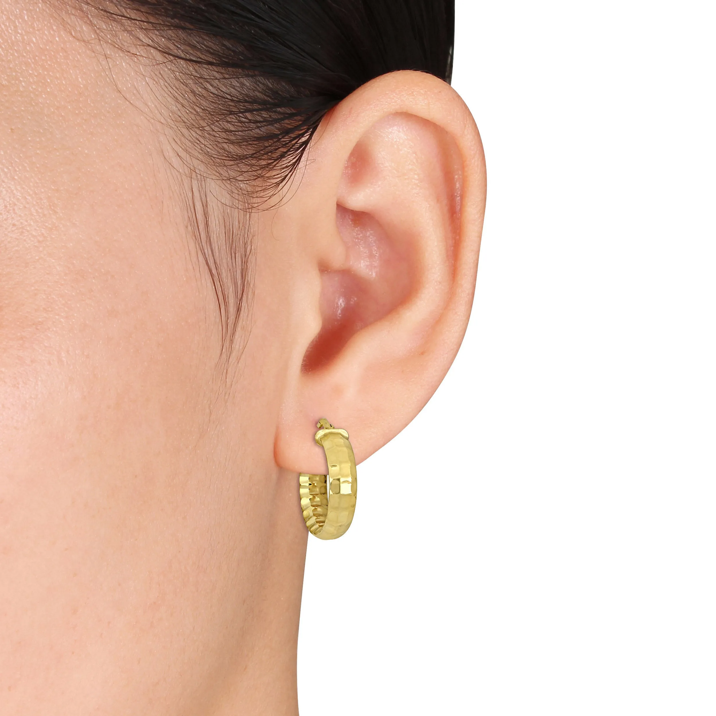 14K Yellow Gold Faceted Hoop Earrings