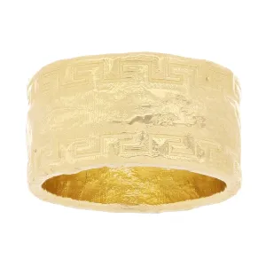 14k Yellow Gold Hammered Greek Key Ring Size 7 - 11.3mm 13.4 grams