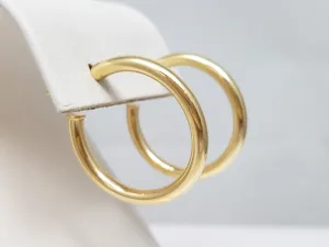 14k Yellow Gold Hollow Hoop Earrings