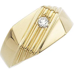 14k Yellow Gold Men's Solitaire Ring, Size 9.5
