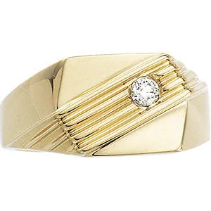 14k Yellow Gold Men's Solitaire Ring, Size 9.5