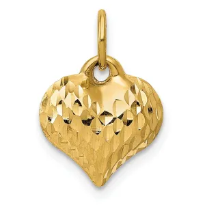 14K Yellow Gold Polished Finish 3-D Heart Shape Pendant
