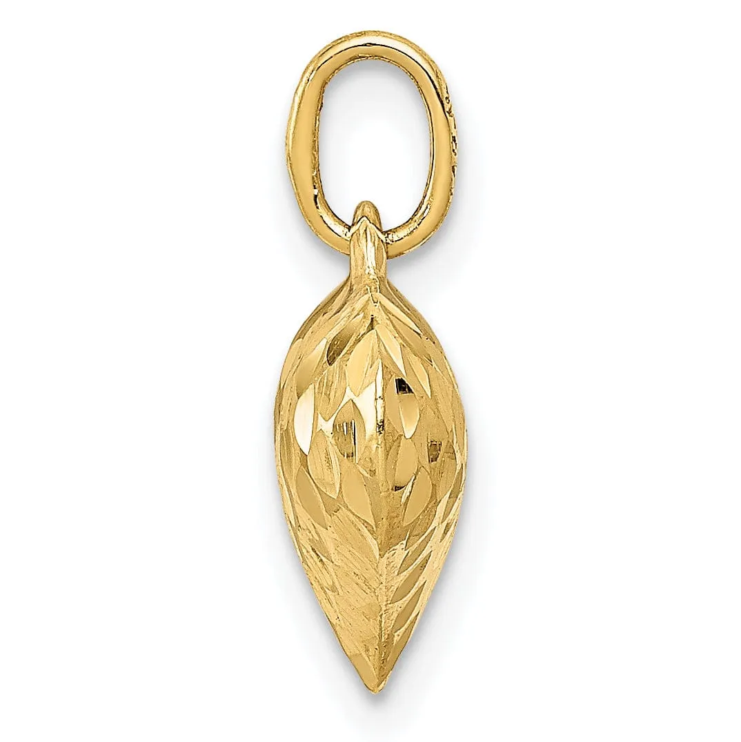 14K Yellow Gold Polished Finish 3-D Heart Shape Pendant