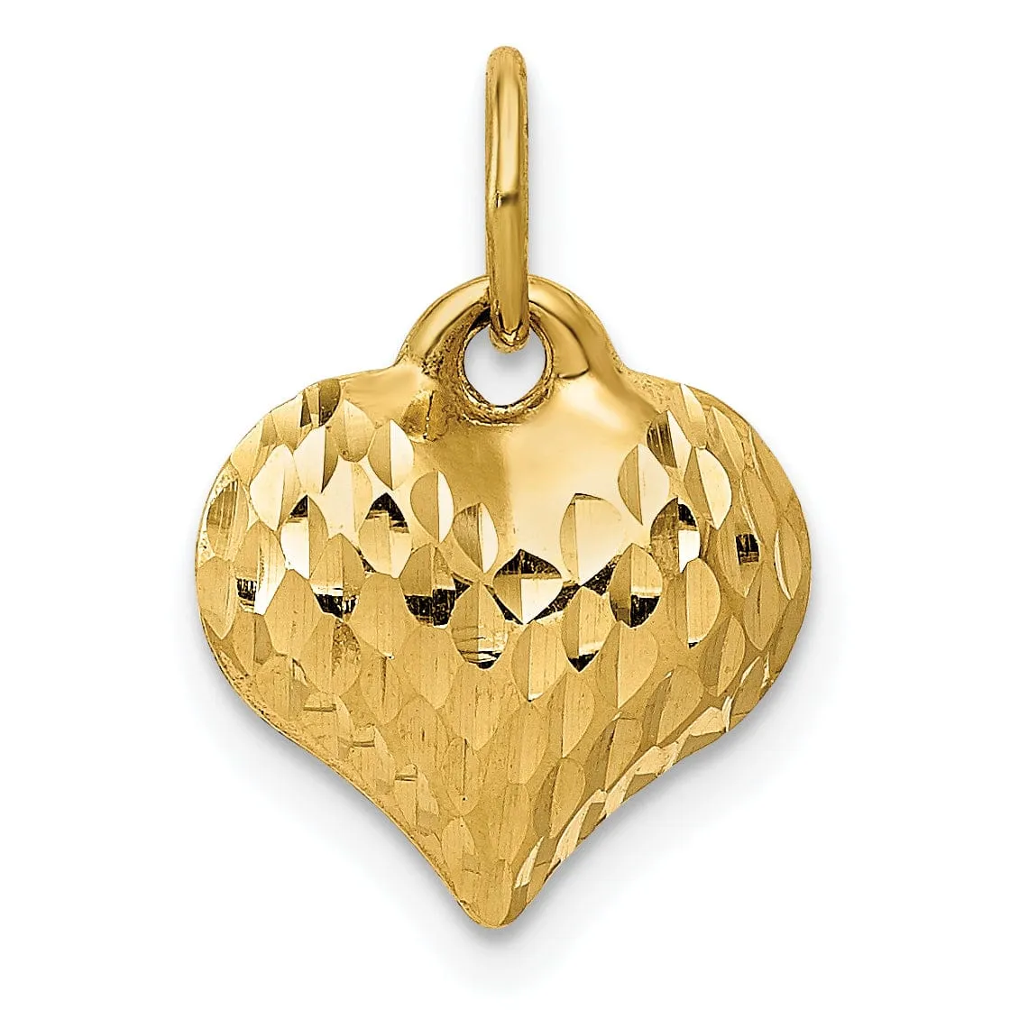14K Yellow Gold Polished Finish 3-D Heart Shape Pendant