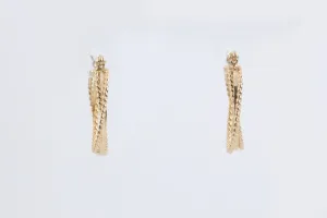 14k Yellow Gold Twisted Textured Hoop Earrings (2.47g.)