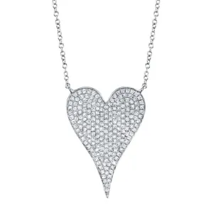 14kt Gold Medium Pave Diamond Heart Necklace, 0.43TCW