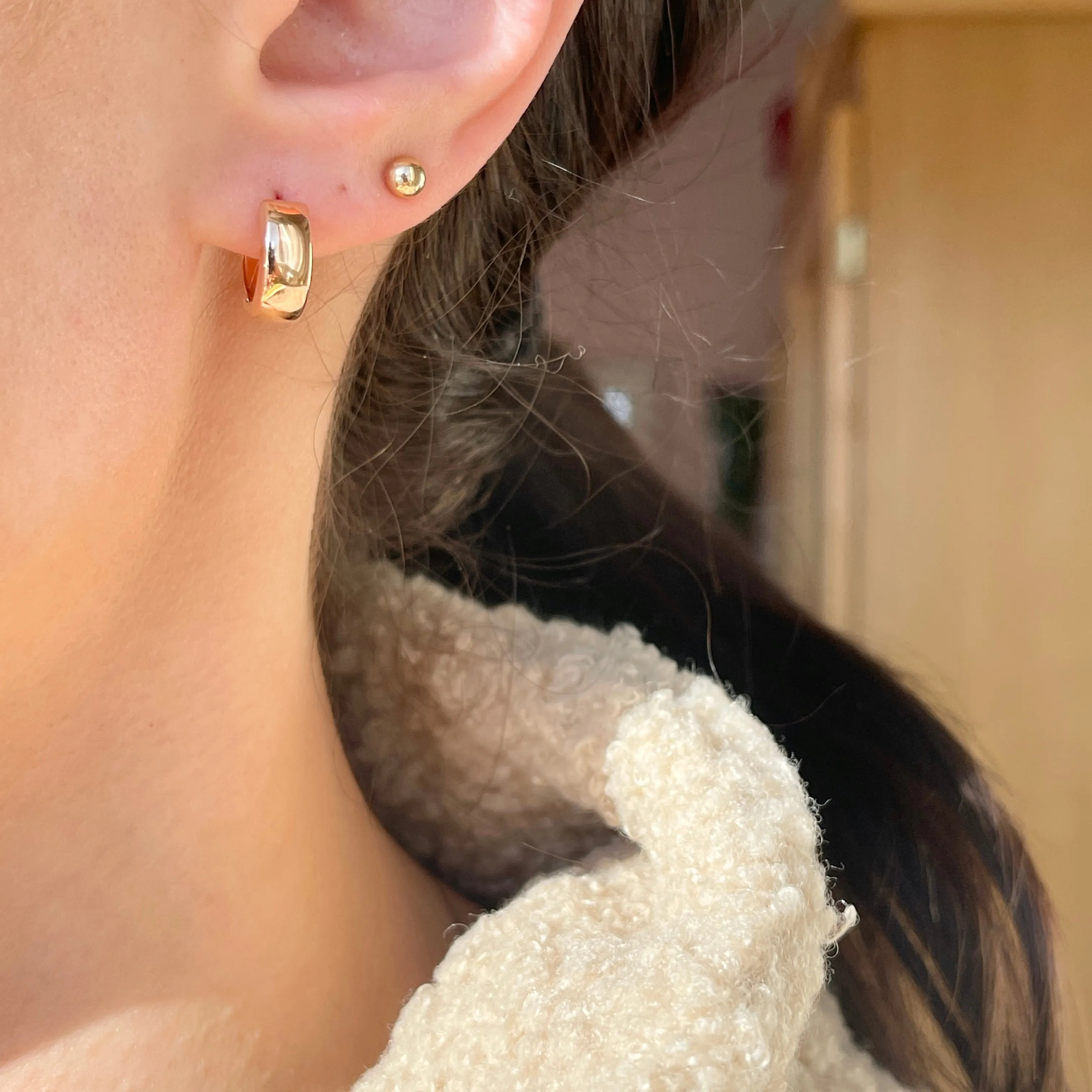 14KT Rose Gold 5mm Hinged Huggie Hoop Earrings 15mm