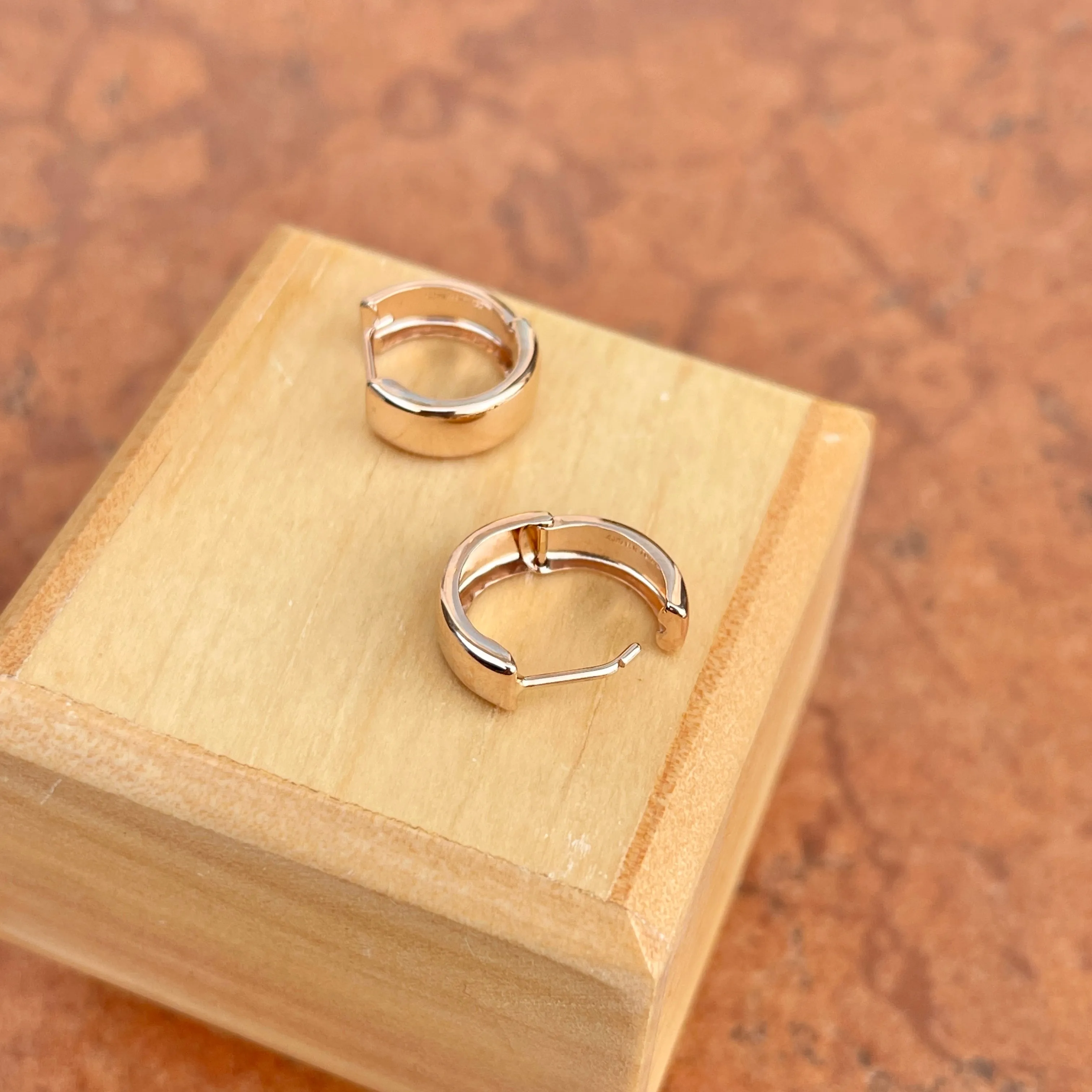 14KT Rose Gold 5mm Hinged Huggie Hoop Earrings 15mm