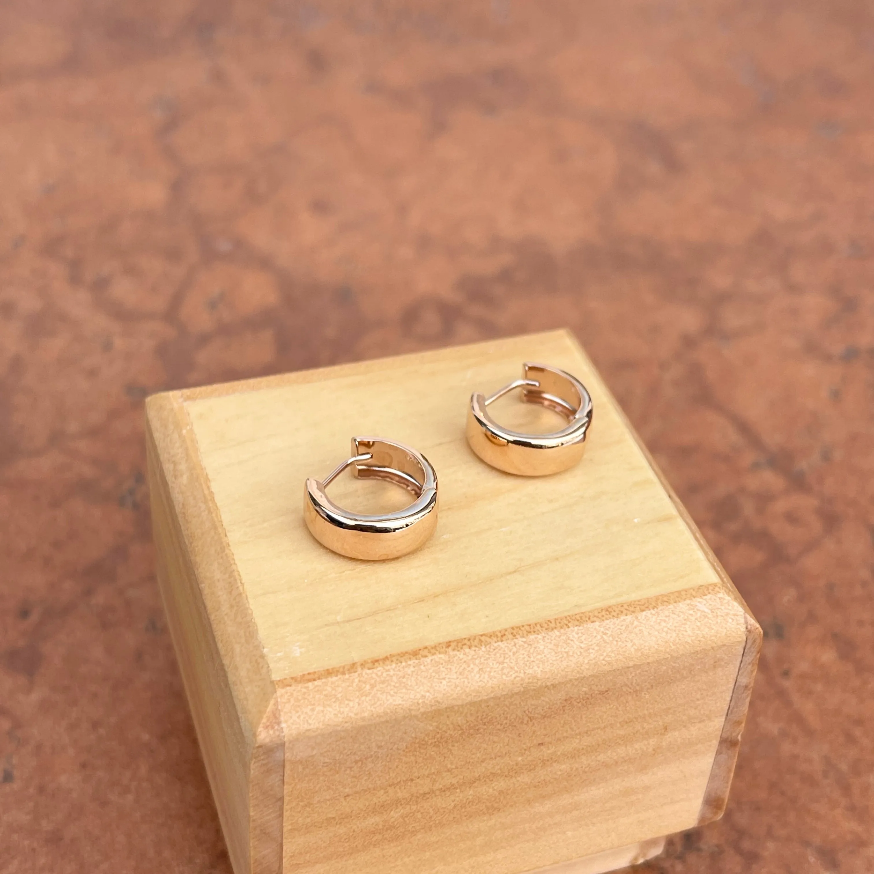 14KT Rose Gold 5mm Hinged Huggie Hoop Earrings 15mm