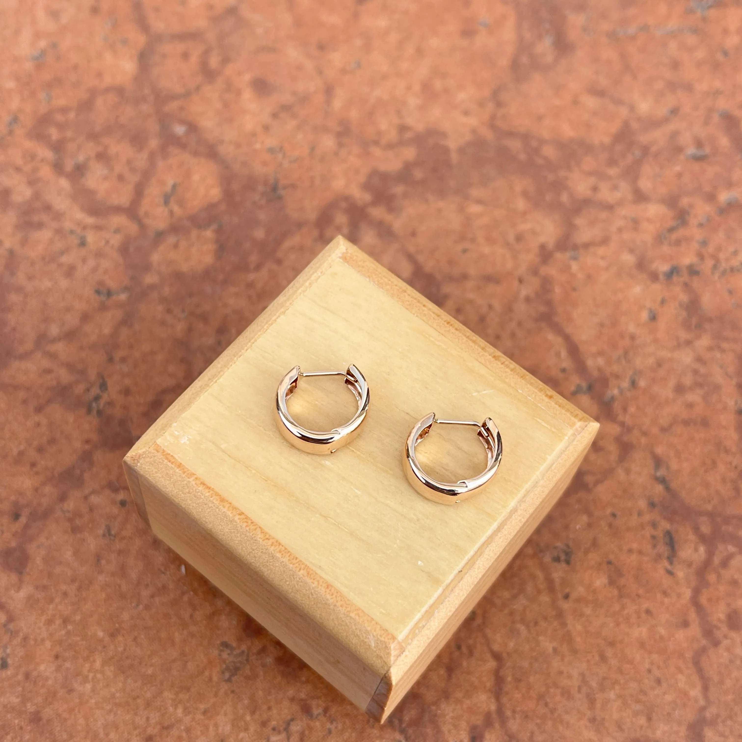14KT Rose Gold 5mm Hinged Huggie Hoop Earrings 15mm