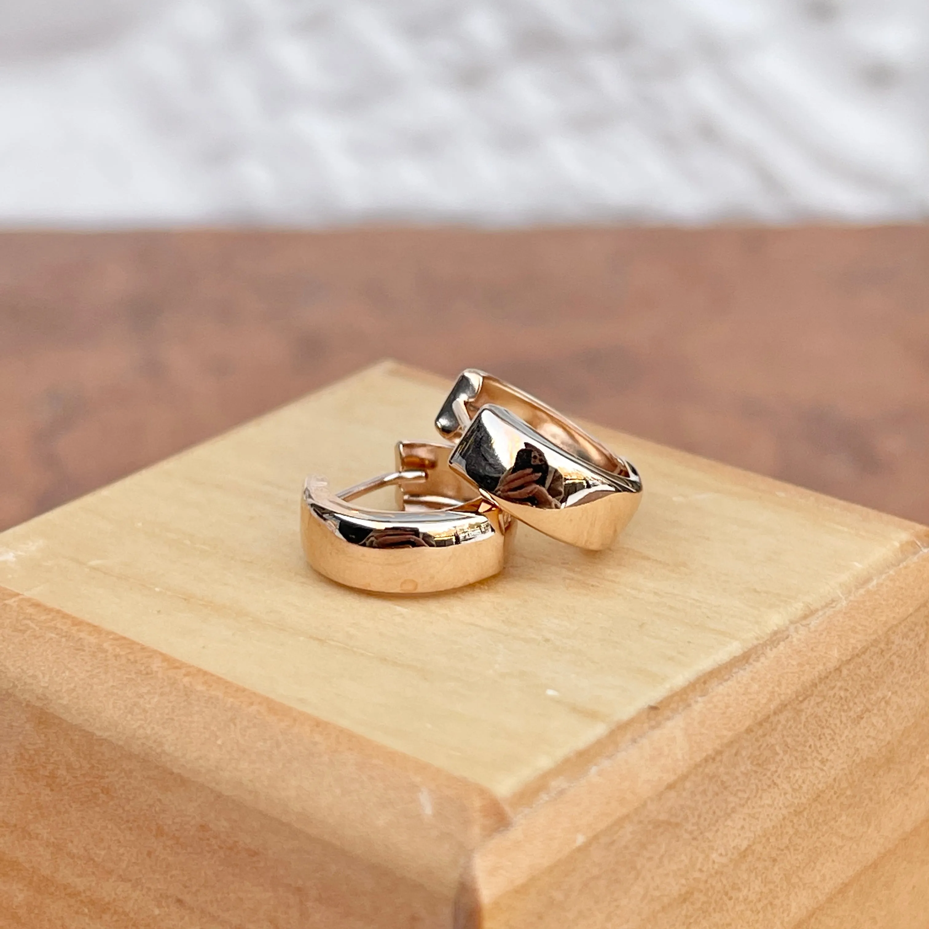 14KT Rose Gold 5mm Hinged Huggie Hoop Earrings 15mm