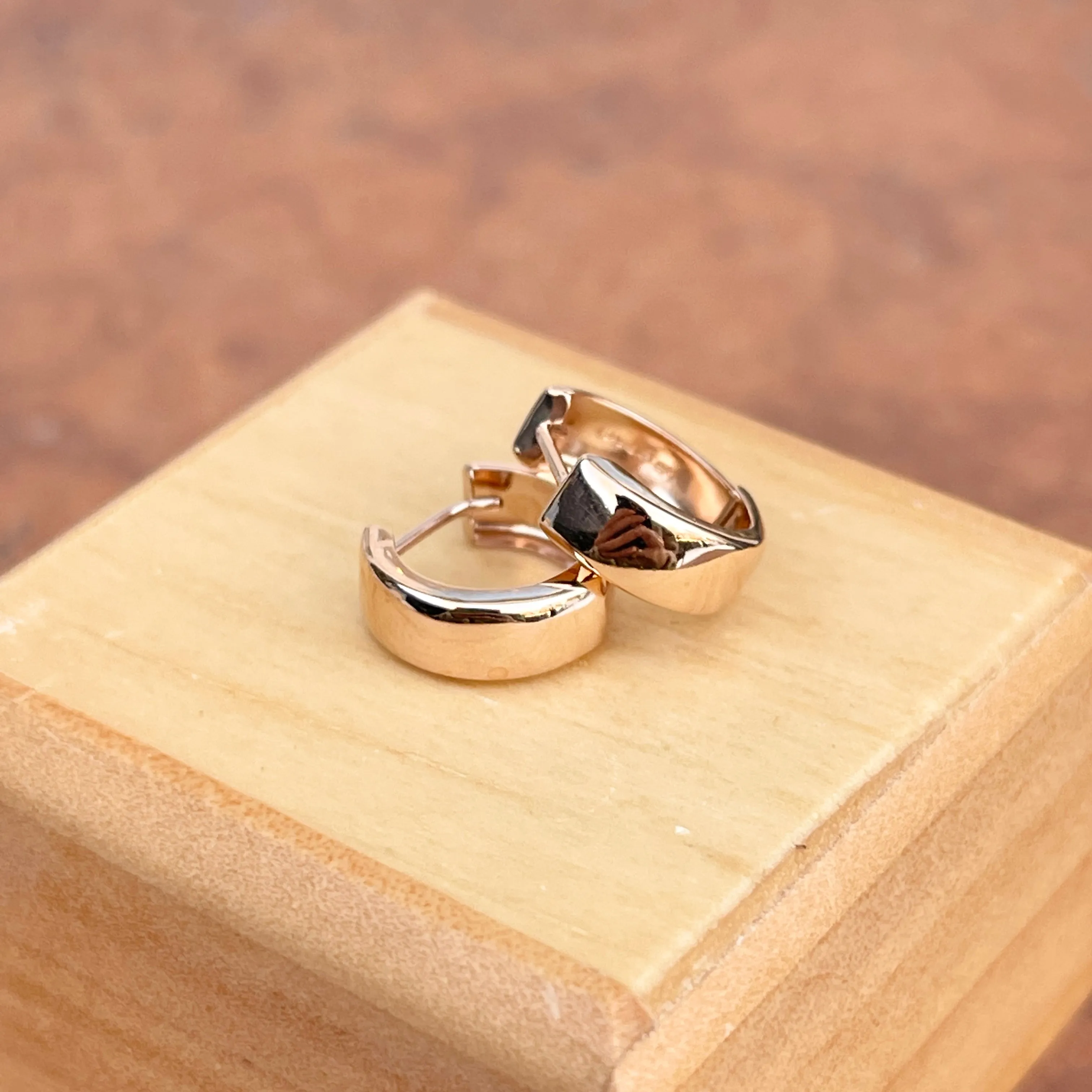 14KT Rose Gold 5mm Hinged Huggie Hoop Earrings 15mm