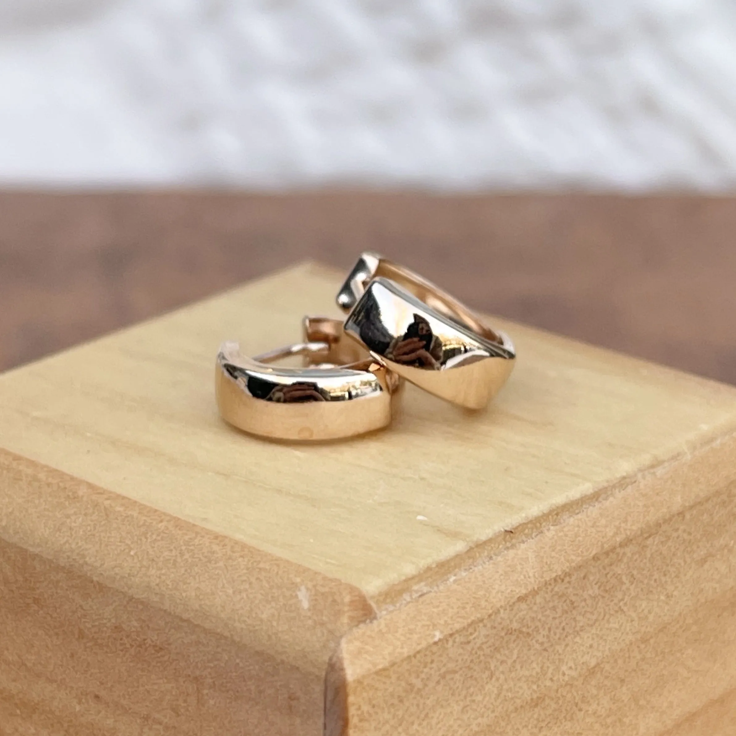 14KT Rose Gold 5mm Hinged Huggie Hoop Earrings 15mm