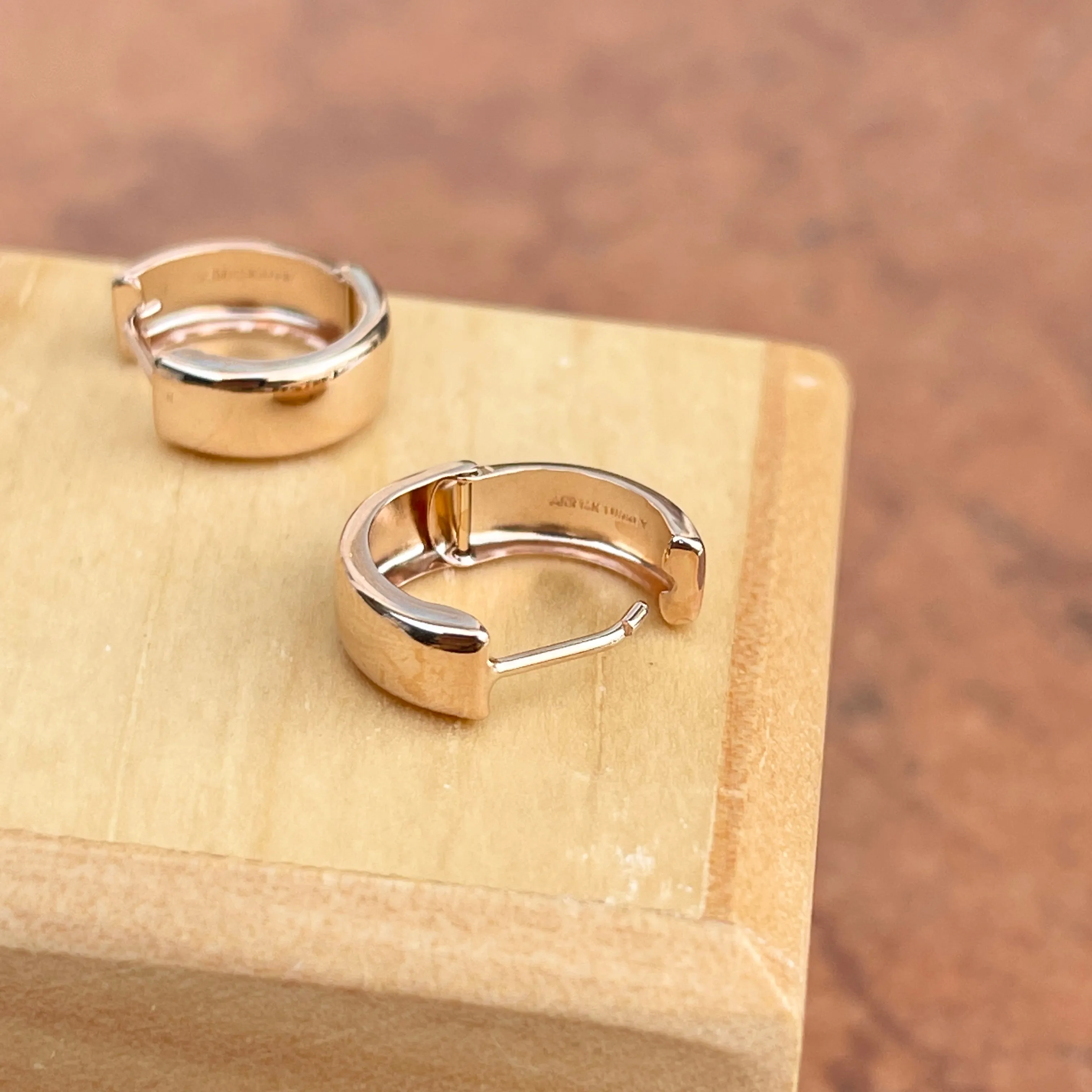 14KT Rose Gold 5mm Hinged Huggie Hoop Earrings 15mm