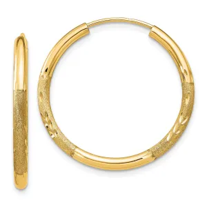 14KT Yellow Gold 21X2MM Diamond-cut Endless Hoop Earrings
