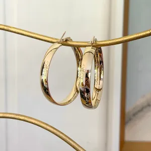 14KT Yellow Gold 6mm Wide Round Omega Hoop Earrings 39mm
