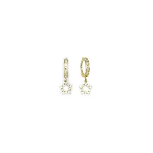 14kt Yellow Gold CZ Hollow Star Huggy Earrings