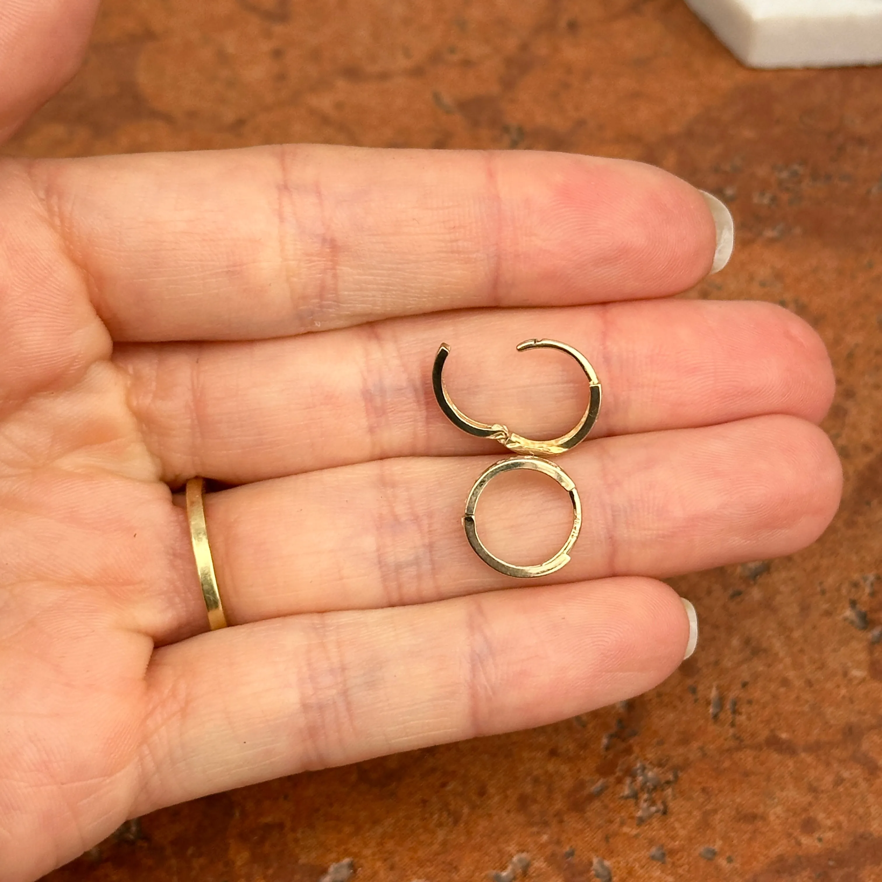 14KT Yellow Gold Gypsy CZ Huggie Hoop Earrings
