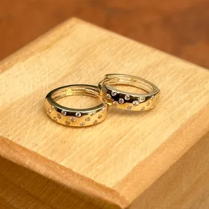 14KT Yellow Gold Gypsy CZ Huggie Hoop Earrings