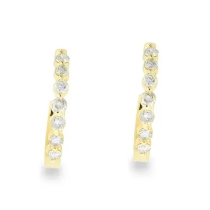 14KT yellow gold hoop earrings with 0.54ctw round diamonds, ...