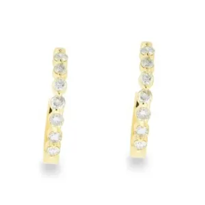 14KT yellow gold hoop earrings with 0.54ctw round diamonds, ...