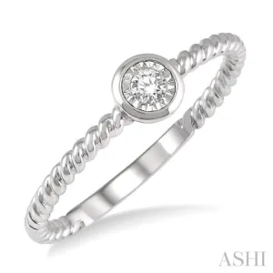 1/50 ctw Round Cut Diamond Promise Ring in Twirl Cut 10K White Gold