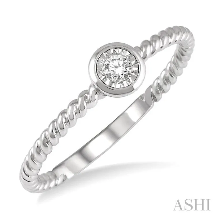 1/50 ctw Round Cut Diamond Promise Ring in Twirl Cut 10K White Gold