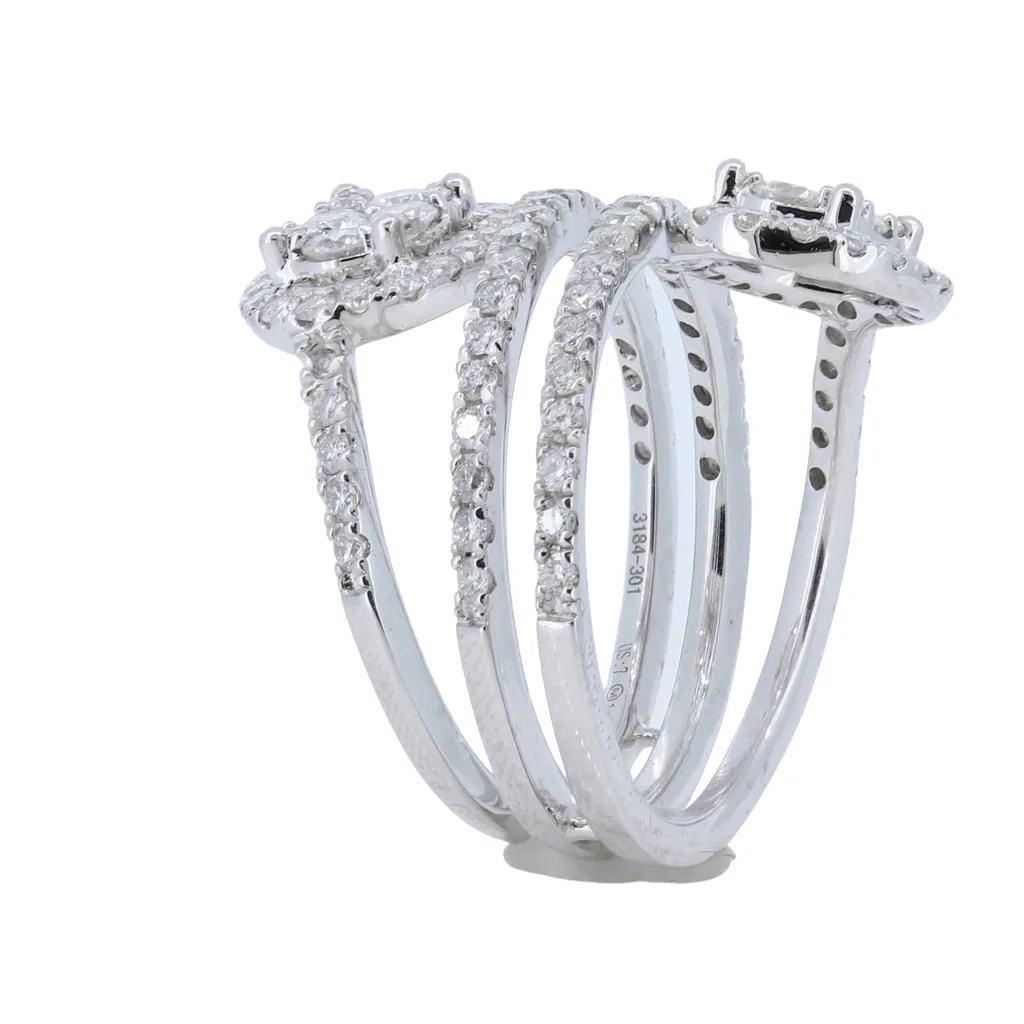 1.52ctw Diamond Cluster Bypass Ring in 14Kt White Gold