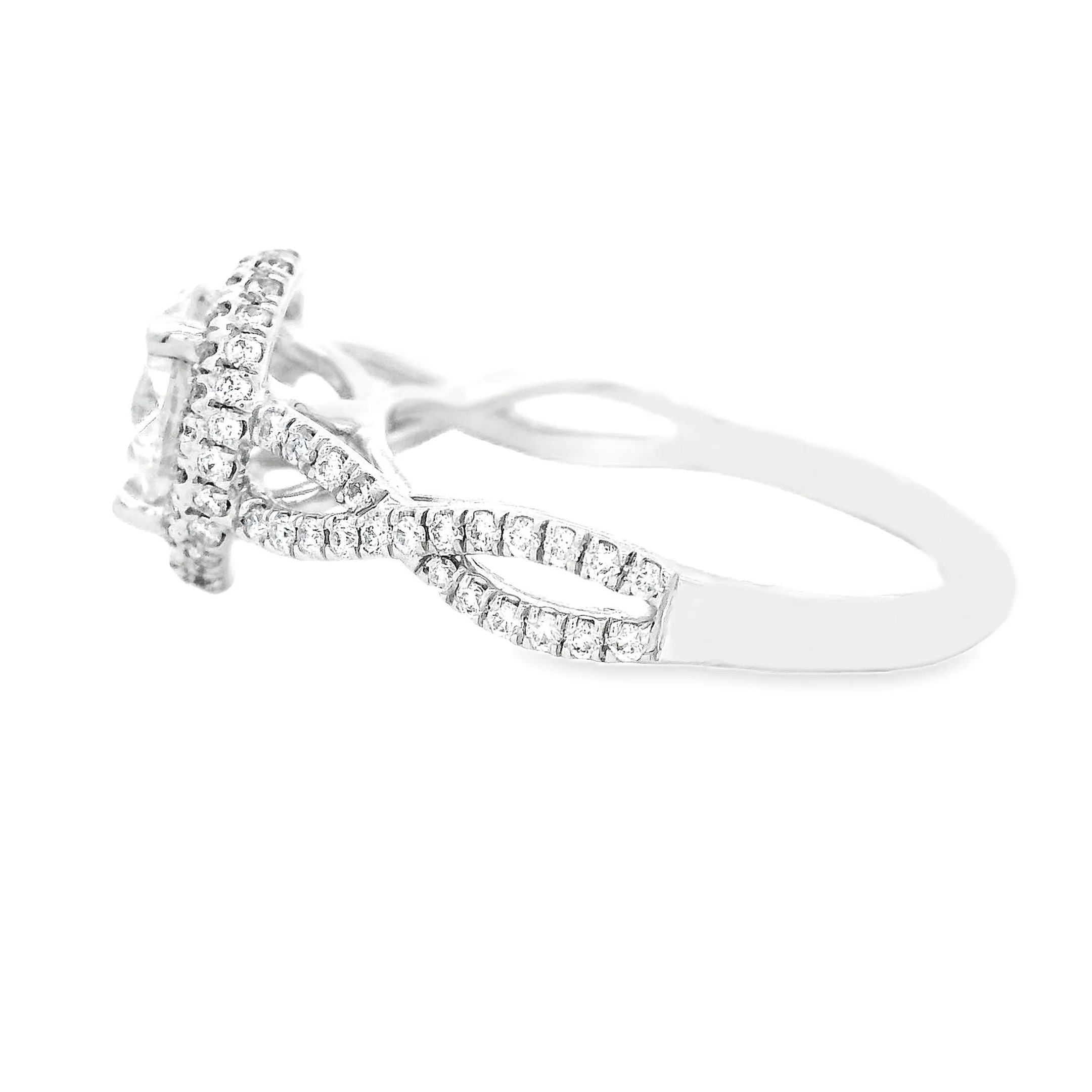 1.56ct Round Brilliant Cut Diamond 14k White Gold Twist Engagement Ring